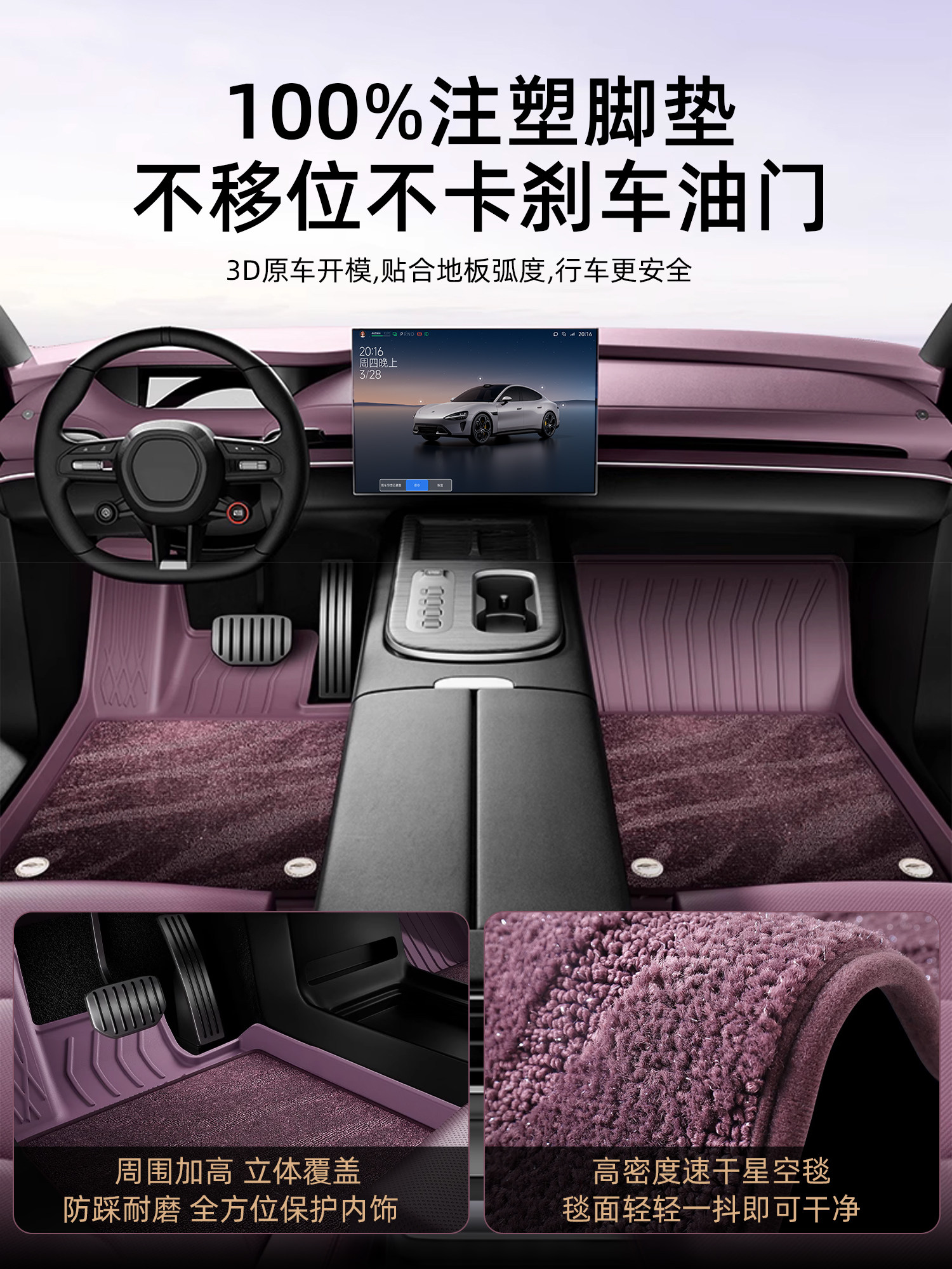 Suitable for Xiaomi Su7/Yu7 Car Floor Mats Tpe Injection Molding Full Surround Starry Sky Blanket Trunk Mat Interior Accessories