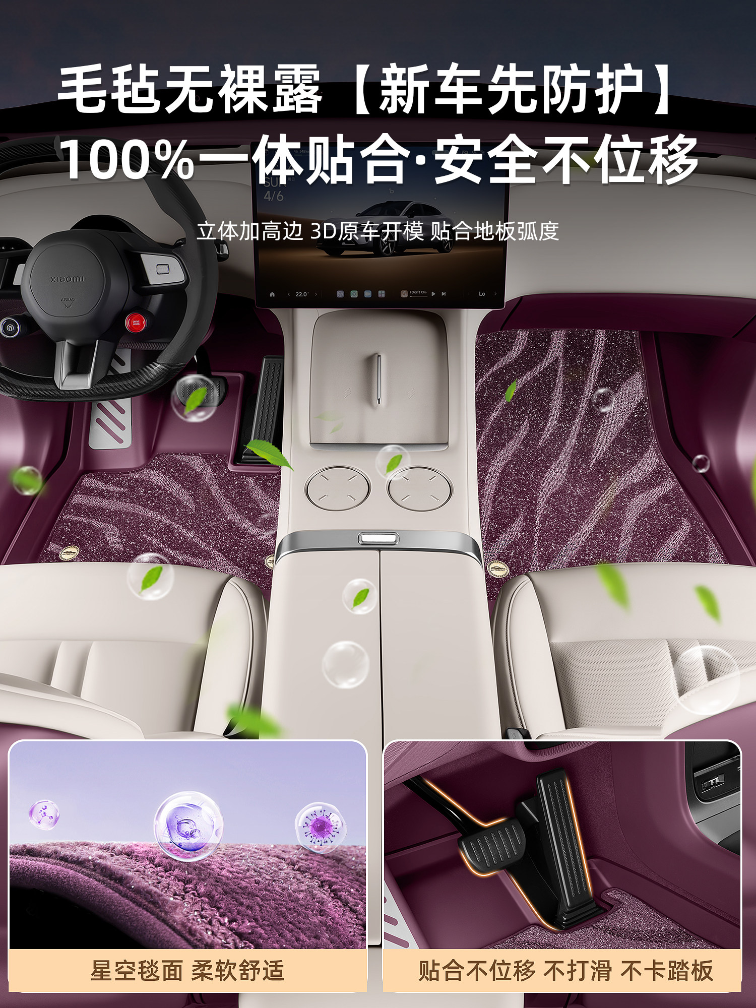 Suitable for Xiaomi Yu7/Su7 Car Floor Mats, Full Coverage Tpe Waterproof Starry Sky Trunk Mat, Interior Accessories and Supplies