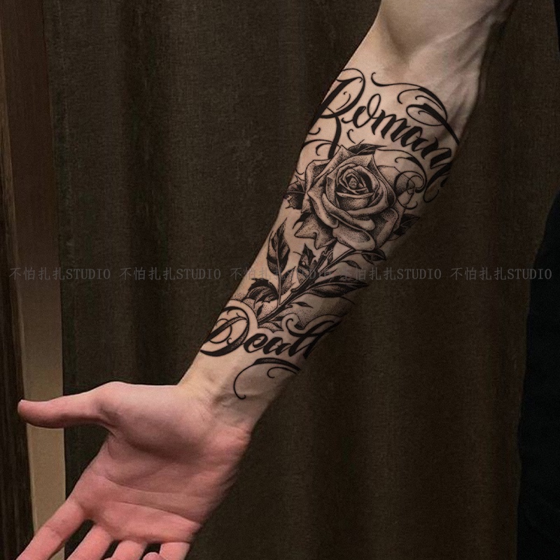 Romantic to the Death Herbal Tattoo Stickers, Trendy and Cool for Men and Women, Waterproof and Rub-Resistant, Realistic Rose Tattoo, New Long-Lasting Design