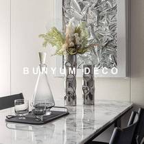 Model room soft decoration electroplated glass flowerware dining table vase flower arrangement sales office living room high-end ornaments