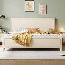 Cream style solid wood bed modern simple double bed 1 8m white master bedroom storage household simple princess bed