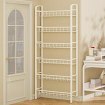 Door-back bookshelf storage rack wall-mounted wall iron ultra-thin bookcase steel extremely narrow gap storage cabinet without punching
