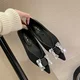 Flat shoes banquet flat heel rhinestone buckle metal satin pointed toe European and American style women's shoes single shoes 2873-K72 light luxury mouth