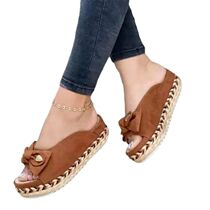 Women Woven Thick Sole Slippers Soft Stitching Ladies Sandal