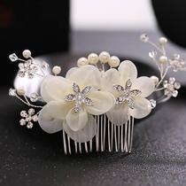 New European style bridal flower hair comb photo studio photo decoration rhinestone silk flower headdress wedding bridal headdress