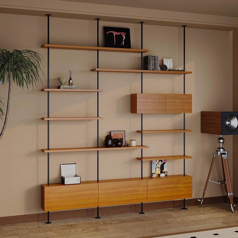 Nordic simple bookshelf integrated living room partition display display rack household floor-to-ceiling bookcase overhead storage rack