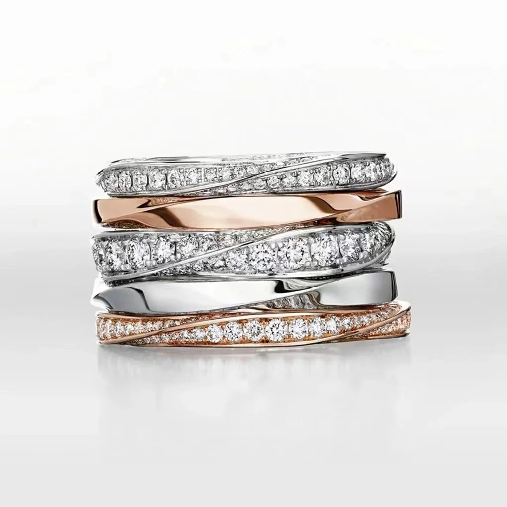 Графф/Против Rose Gold Mobius Ring Подпись платиновое кольцо с бриллиантами