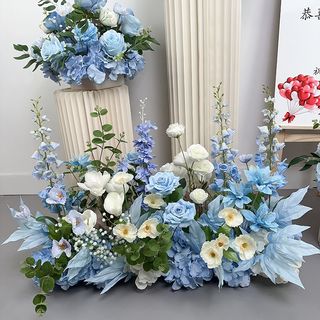 Delivery ceremony layout, simulated floral roman columns, 4s store welcome brand flowers, fake flower ornaments, decorative flower path and flower arrangement