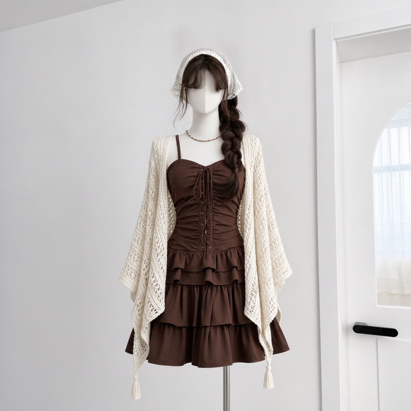 Bohemian Dress for Xinjiang Grassland Travel, 2026 Summer Melard Wasteland Style Spaghetti Strap Short Dress