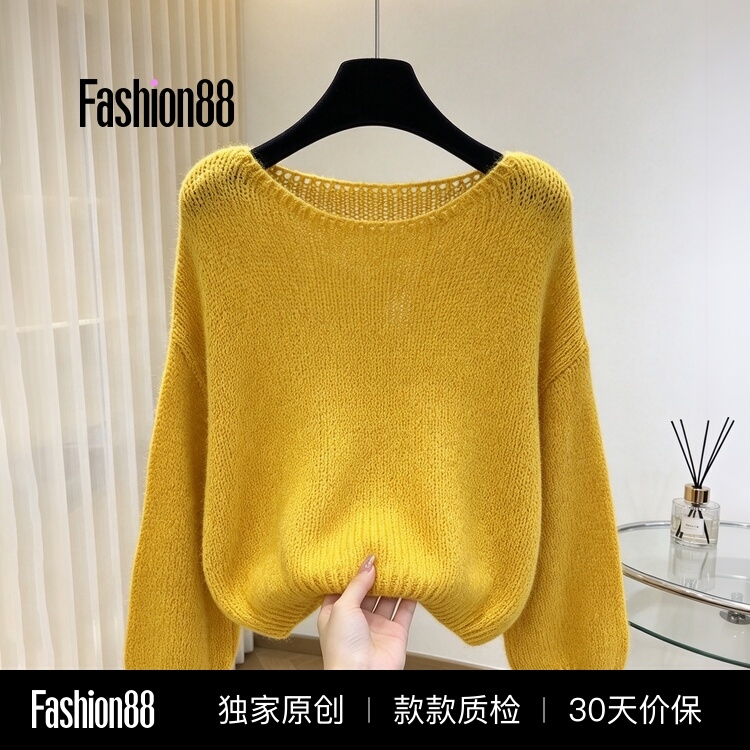 Korean Style Lazy Style One-Shoulder Sweater for Women, New Autumn Style, Loose and Thin Knitted Pullover, Outer Wear, Base Layer Knitwear Korean Style Lazy Style One-Shoulder Sweater for Women, New Autumn Style, Loose and Thin Knitted Pullover, Outer Wear, Base Layer Knitwear