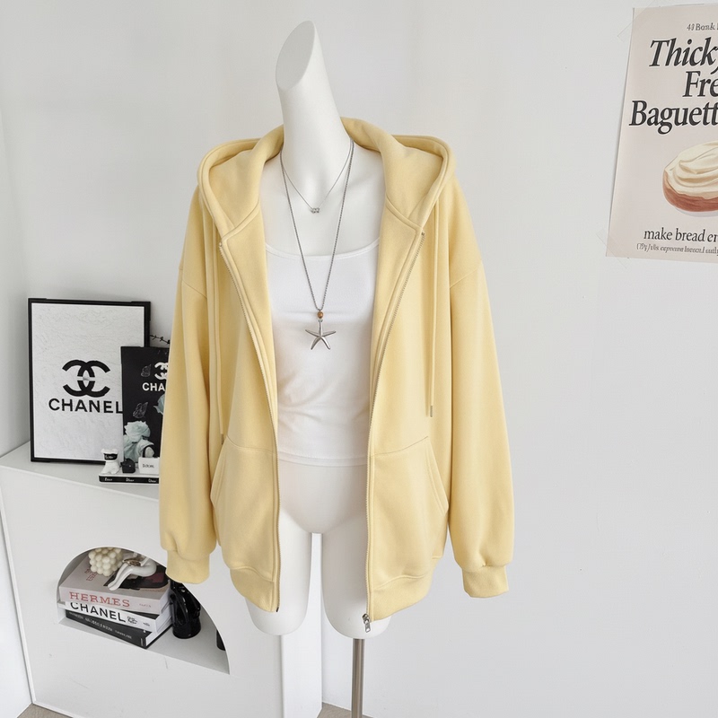 Early Autumn Jacket for Women, Thin Hooded Sweatshirt, 2026 New Trendy Spring and Autumn Hot-Selling Yellow Cardigan Top