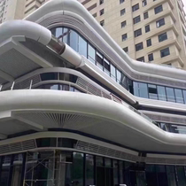 Villa fluorocarbon aluminum veneer punched curtain wall door head aluminum veneer curved carved hollow wood grain color aluminum plate customization