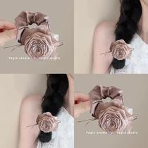 Dried roses hand-made gentle flower large intestine hair ring retro high-end headband new Chinese style hair accessories and headwear
