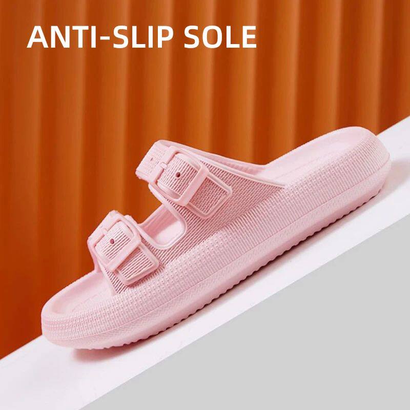 В доме родитель-ребенок тапочки soft sole pillow slippers for women double buckle thick plat