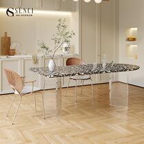 Slate island dining table integrated small apartment modern simple light luxury internet celebrity acrylic suspended high-end dining table