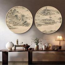 New Chinese style round hanging painting landscape ink painting living room sofa background wall decoration painting entrance hall restaurant mural
