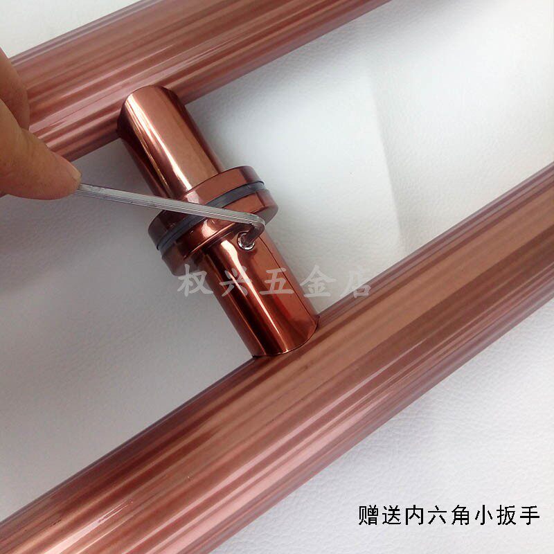 加厚不锈钢直纹拉丝玫瑰q金玻璃门拉手中式豪华大拉手地弹簧门把