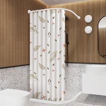 Shower curtain set arc-free punch-shaped shower curtain rod bathroom waterproof cloth bathroom partition curtain bathroom curtain magnetic thickening