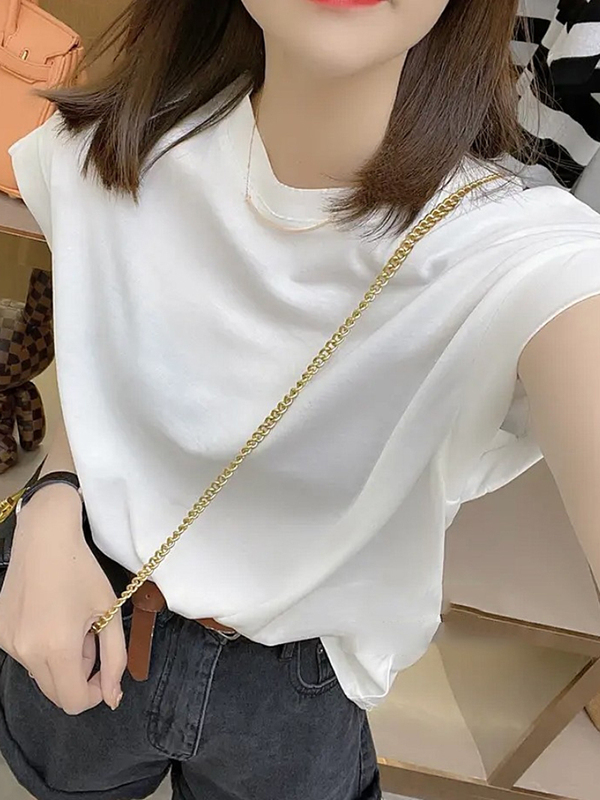 Modal Mask Short-Sleeve T-Shirt for Women, Summer 2026, Stylish Design, Covers Side Breasts, Loose Casual Top with Small Flutter Sleeves