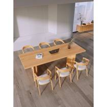 Training of solid wood work in Taiwan training of large strip-shaped log dining table simple conference chair long table for office