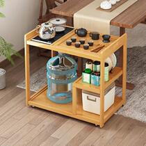 Mobile tea table household tea cart living room small apartment tea side table non-solid wood Chinese balcony kettle integrated tea table