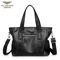 Falai Armani genuine leather handbag mens bag business briefcase first layer cowhide large capacity computer bag