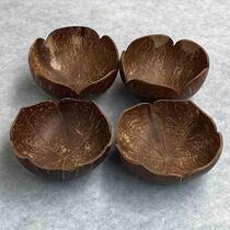 Natural old coconut shell small dish flower-shaped soap dish fruit dish dessert dish special coconut wood products