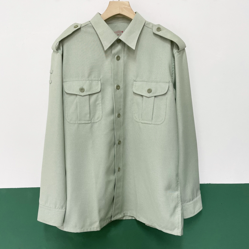 Brand New 99 Long-Sleeve Military Training Student Fine-Striped Grass Green Shirt with 2 Pockets, Quick-Drying Pure Cotton for Men Brand New 99 Long-Sleeve Military Training Student Fine-Striped Grass Green Shirt with 2 Pockets, Quick-Drying Pure Cotton for Men