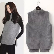 Factory sales direct supply 21 spring and autumn style knitted vest womens Korean style round neck pullover loose sleeveless outer hood