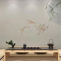 New Chinese Wall Cloth Minimalist Wallcloth Living-room Bedroom Bedside TV Background Wall Wallpaper Sofa Lotus Custom Wall Paper