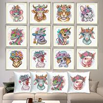 ks cross 202 embroidery 4 new full set of modern living room and bedroom simple small pieces embroidery the twelve zodiac signs with your own embroidery thread