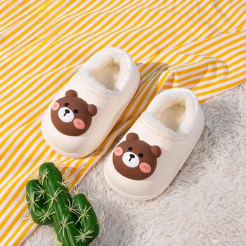 Children's Cotton Slippers Waterproof Boys and Girls Indoor Kids Non-Slip Closed Heel 4 Winter New Home Baby Slippers