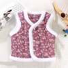 Baby Vest for Girls and Boys, Stylish Large Floral Autumn and Winter Clothing, New Chinese Style Vest for Outer Wear, Children's National Style Padded Warm Clothing