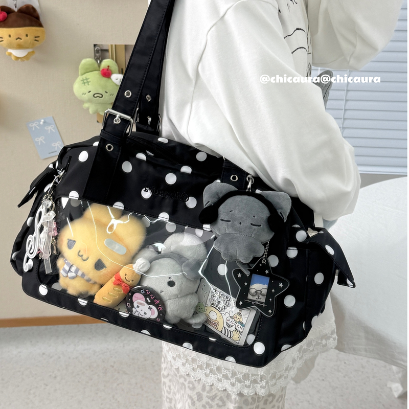 Chicaura Is so Cute, It Makes Me Cry! Vintage Large Polka Dot Tote Bag, Shoulder Bag, Backpack, Cute Girl ins Korea