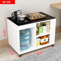Mobile tea table small tea table tea set one-piece glass wheeled balcony living room kung fu coffee table