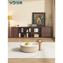 High-end TV cabinet storage and storage cabinet integrated living room floor-standing splicing floor cabinet walnut color side cabinet combination 2D107
