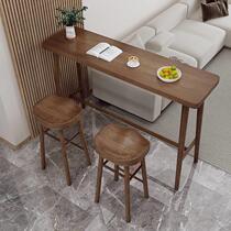 All-purpose solid wood bar table home window simple table small apartment hall wine side bar creative customer high-legged long table with balcony and wall