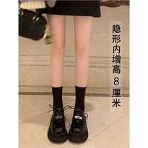 Loafers for women spring and autumn 2024 new style lace-up thick-soled platform shoes with increased height single shoes British style small leather shoes