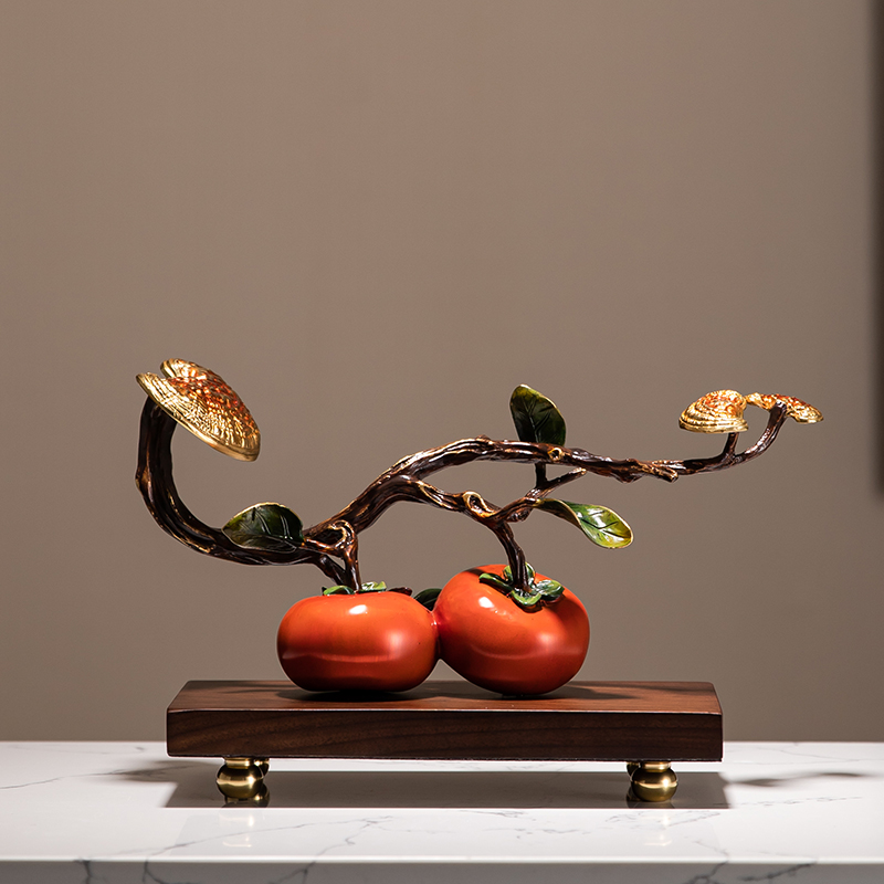 柿如意銅製飾り物オフィスに上司リーダー卓上高級雰囲気新築祝いの贈り物