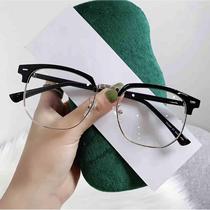 New style retro personality avant-garde eyebrow rack mens business casual trendy half-frame womens anti-blue light glasses flat mirror