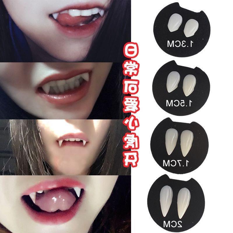 Halloween Little Tiger Fangs Vampire Dentures Cos Props Cute Natural Two Canine Teeth Zombie Teeth Fangs