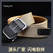 Canvas belt automatic buckle mens belt young and middle-aged business casual versatile Korean style trendy student military training belt