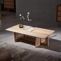 Nordic coffee table solid wood Japanese style simple small apartment living room balcony household log tea table Nordic ash wood tea table