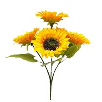 5-head sunflower real flower home decoration fake flower wedding silk imitation flower prop sunflower bouquet green simulation 5-head