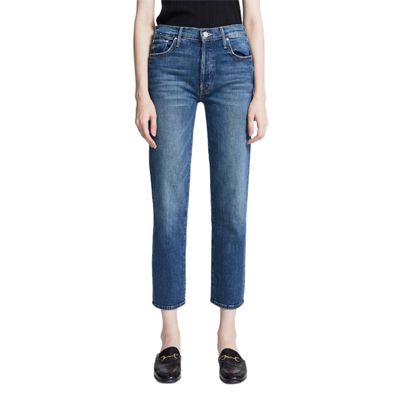 Mother's New Spring/Summer Jeans for Women, Super Flattering, Slimming, High-Waisted, Classic Dark Blue, Slightly Straight, Cropped Cigarette Pants