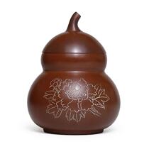 High-end Guangxi Nixing pottery tea jar awakening tea jar large 400g sealed gourd tea storage jar Puer tea jar