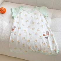 Baby pajamas for sleeping childrens bamboo cotton air-conditioning summer mom double layer] short-sleeved room gauze soft and cute parent-child home clothes