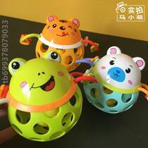 Hand sensing baby rattle hand soft rubber hole ball toy baby training bite tactile grasping ball chewing and grasping