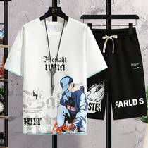 Youth summer casual sports suit 12-15 years old junior high school students short-sleeved T-shirt 16 older boys summer clothes