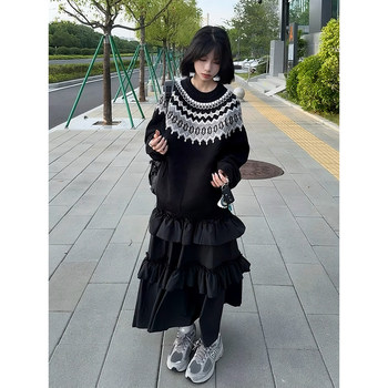 Fair isle jacquard crew neck sweater for men and women, lazy style Fair isle jacquard crew neck sweater for men and women, lazy style